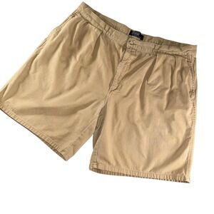 Polo Ralph Lauren Shorts Mens 42 Beige Chino Pleated Relaxed Fit 9 Inseam Casual